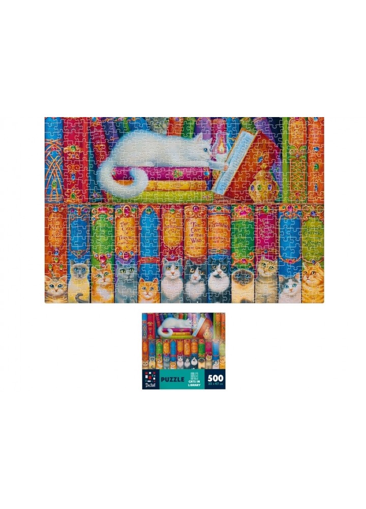 Пазли "Коти в бібліотеці" 500 деталей DT500-11- VLADI TOYS