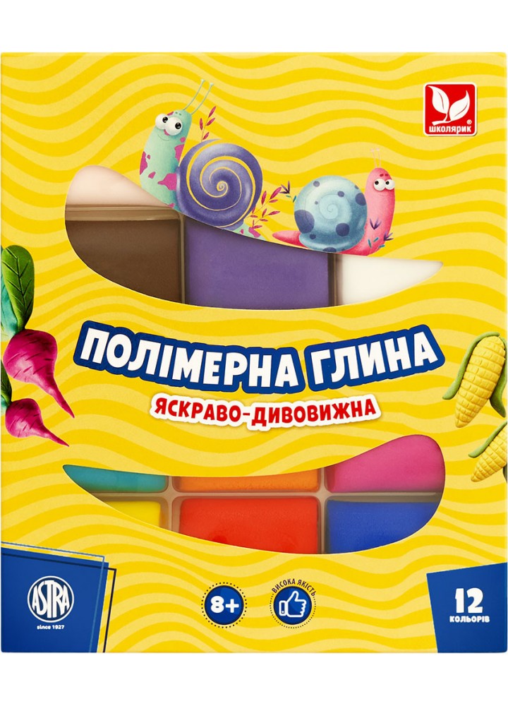 Полімерна глина 12 кольорів (304110001-UA) / ШКОЛЯРИК