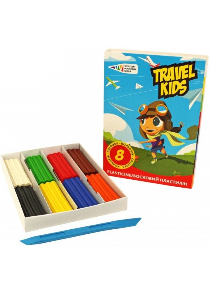 Пластилін восковий "Travel Kids" 8 кольорів, 96 г. 331009-TK - WIG