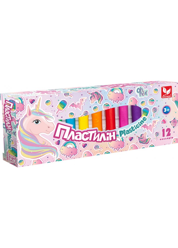 Пластилін круглий восковий Unicorn 12 кольорів (303221007-UA) - ШКОЛЯРИК