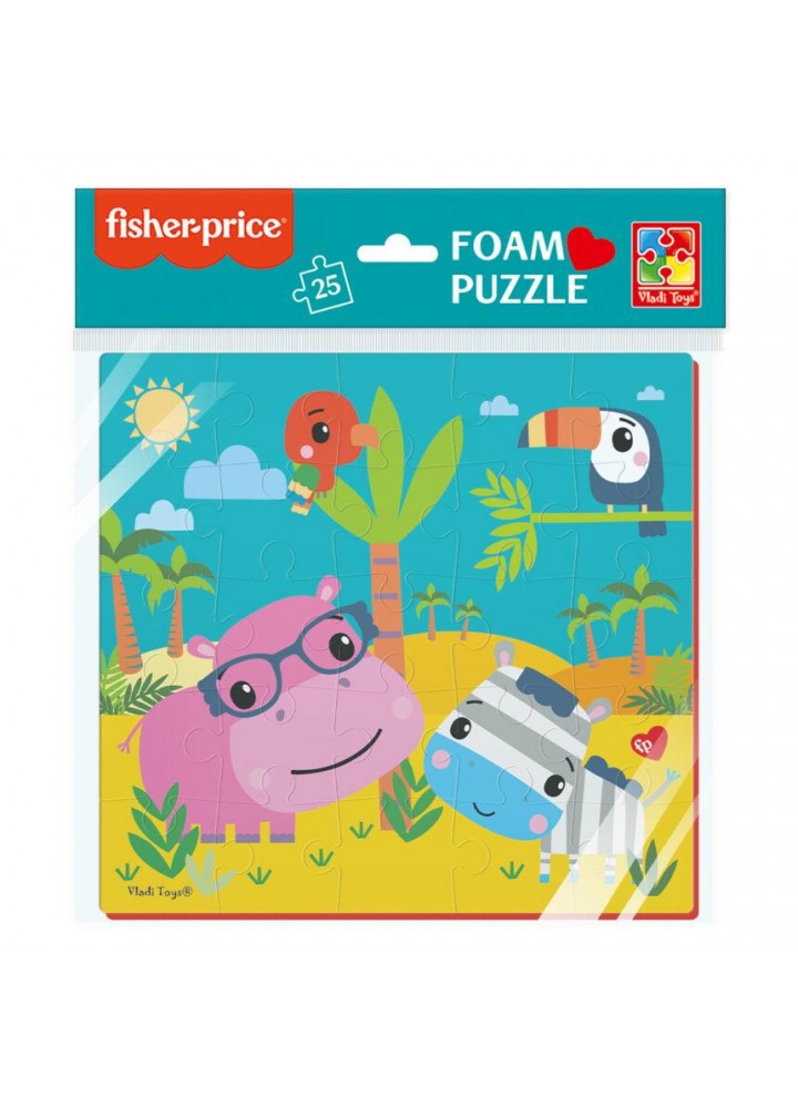 М’які пазли 22х23 Fisher Price «Бегемот та зебра». VT1109-04 - VLADI TOYS