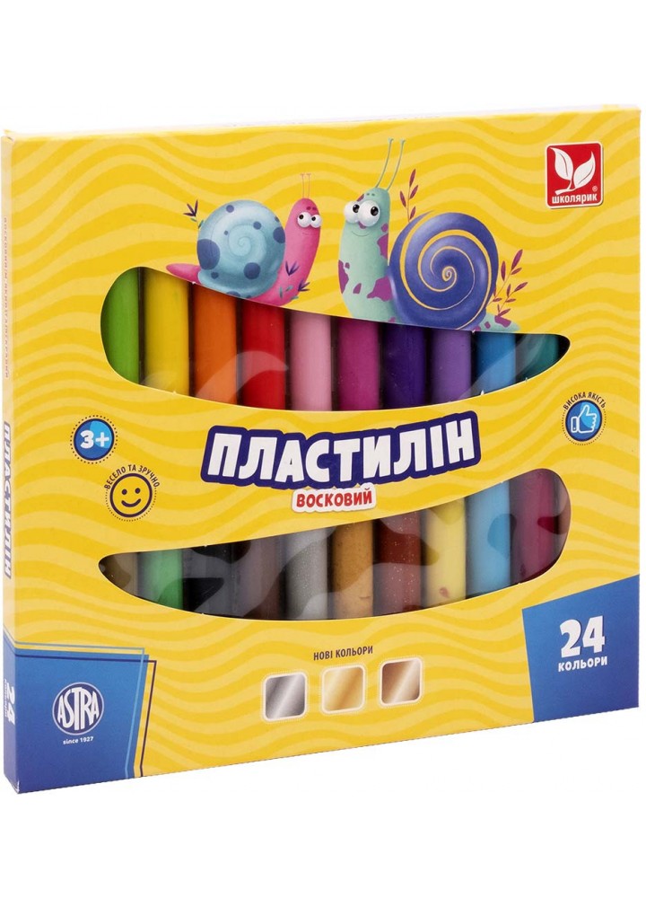 Пластилін круглий восковий 24 кольори (303110001-UA) - ШКОЛЯРИК