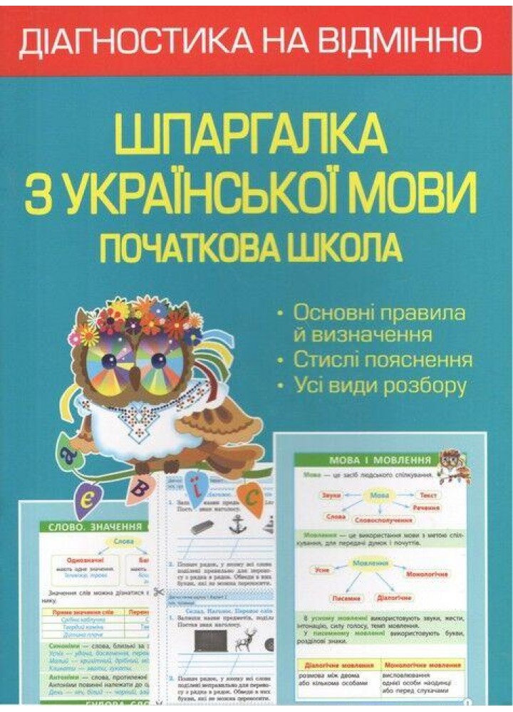 Діагностика на відмінно. Шпаргалка з української мови 1- 4 клас. НУШ 2022 (Весна) Гребенькова Л. О. - ВЕСНА