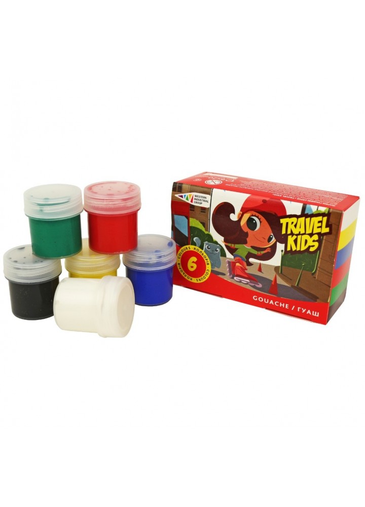 Фарби гуашеві "Travel Kids" 6 кольорів, по 20 мл. 321034-TK - WIG