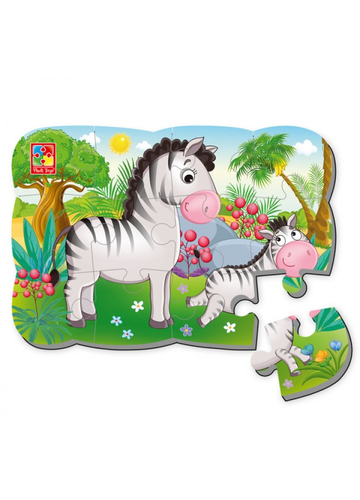 Магнитные пазлы А5, «Зебры». 12 деталей. VT3205-56 - VLADI TOYS