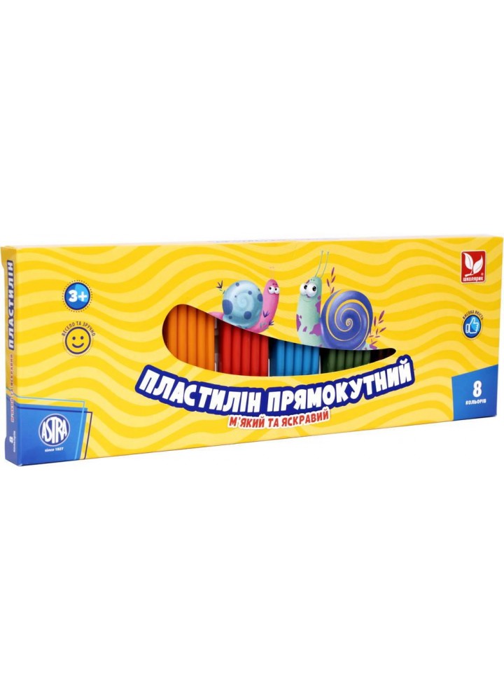 Пластилін прямокутний 8 кольорів (303116002-UA) - ШКОЛЯРИК