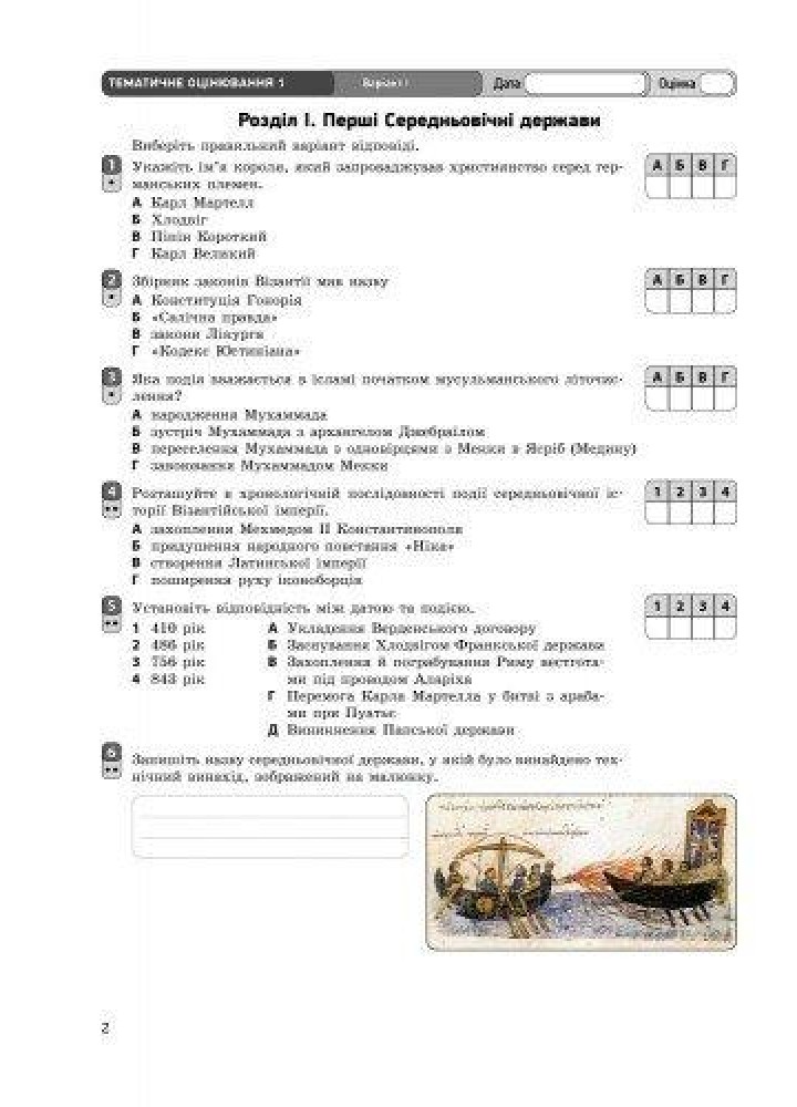 Всесвітня історія, 7 кл., Зошит для контролю навчальних досягень учнів - РАНОК (119793)