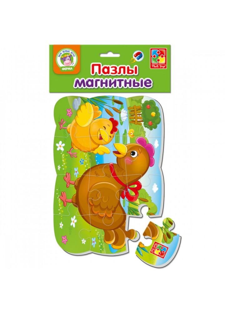 Магнитные пазлы А5, «Курочка и цыпленок». 12 деталей. VT3205-61 / VLADI TOYS