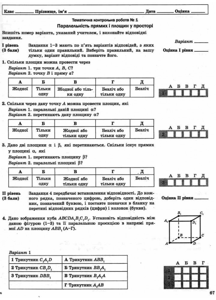 Математика, 10 кл., Робочий зошит для поточного та тематичного оцінювання (рівень стандарту) - Роганін О.М. - Гімназія (107214)
