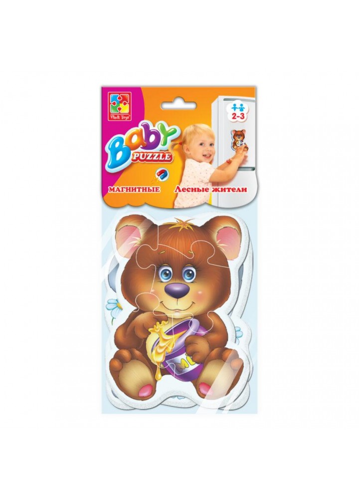Baby-Puzzle на магните «Лесные жители». 2 пазла (9 деталей). VT3208-03 - VLADI TOYS