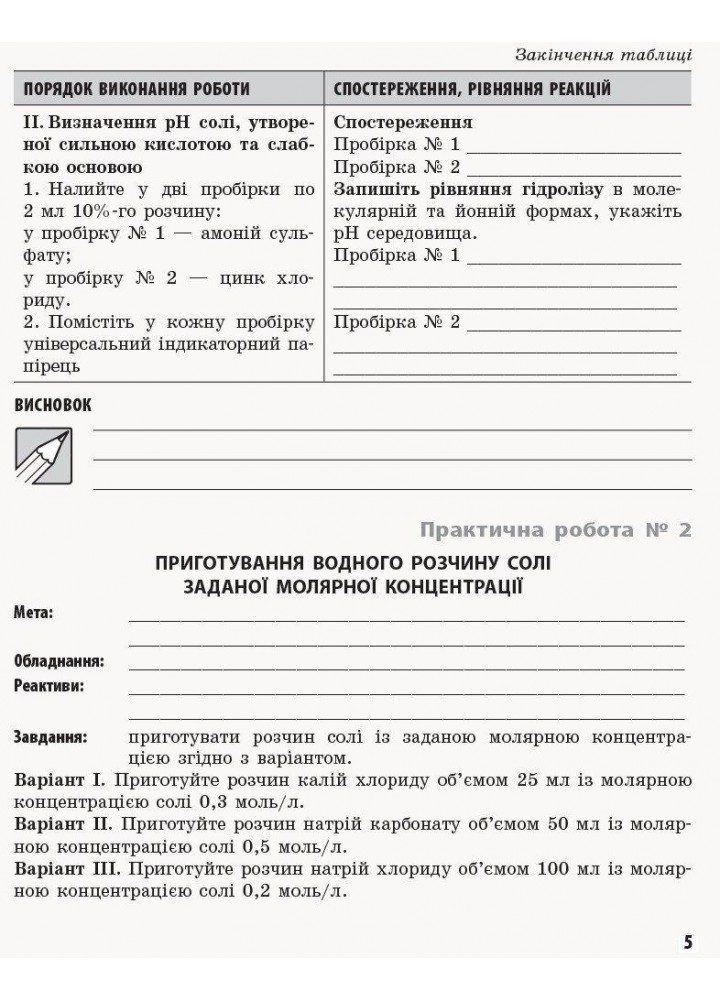 Хімія, 11 кл., Зошит для практич. та лаб. робіт - Білик О.М - РАНОК