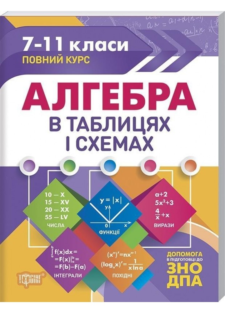 Таблиці та схеми Алгебра в таблицях і схемах. 7-11 класи, до ДПА, ЗНО - 0 - Торсінг (104514)