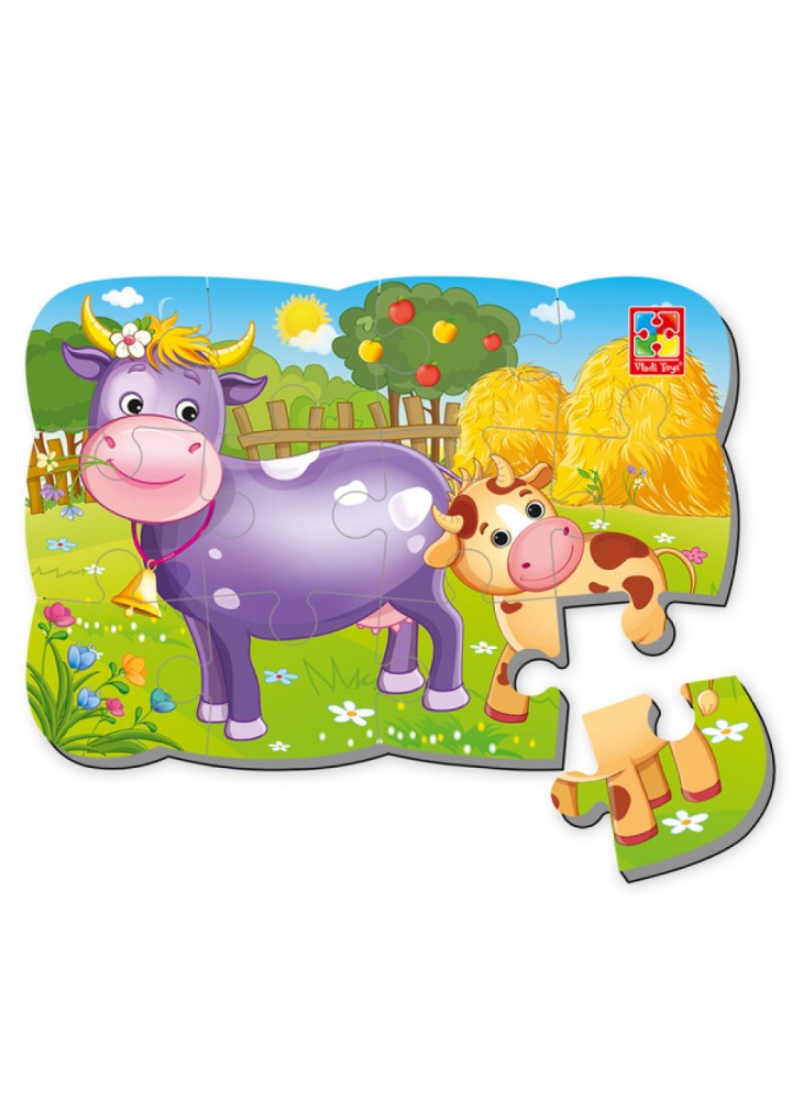 Магнитные пазлы А5, «Корова и теленок». 12 деталей. VT3205-55 / VLADI TOYS