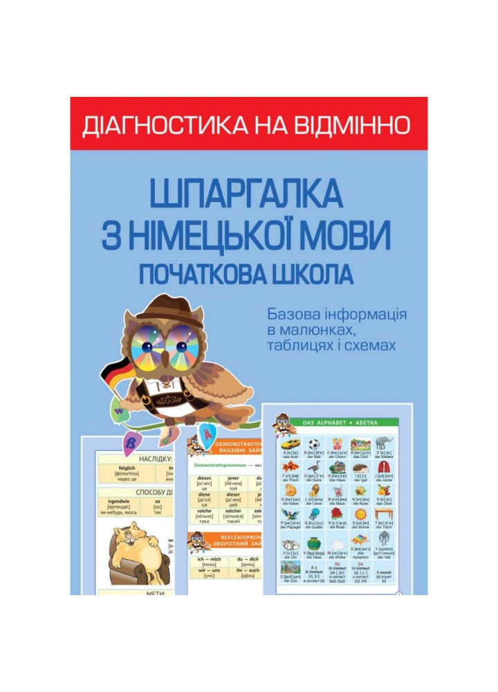 НУШ. Діагностика на відмінно. Шпаргалка з німецької мови. Початкова школа. Зебницька О.О. 978-617-686-725-8