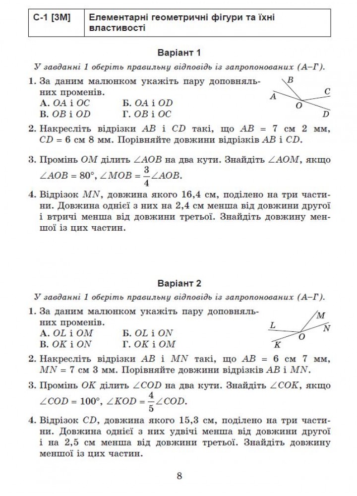 Істер О. С. Геометрія, 7 кл., Самостійні та діагностичні роботи (2024) НУШ