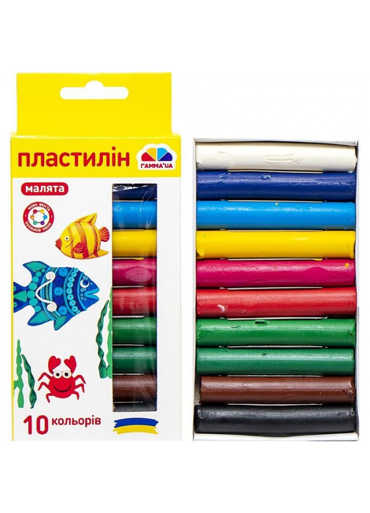 Пластилін "Малята" 10 кольорів, 100 г. 100306 - ГАММА