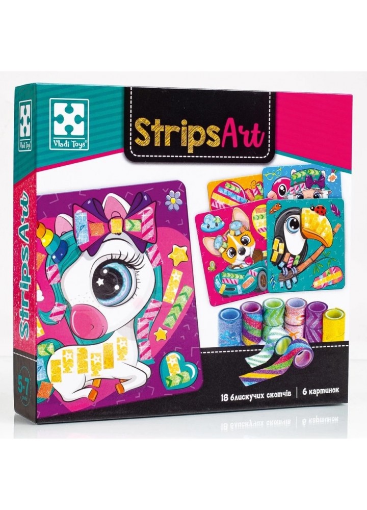 Набір для творчості з декоративним скотчем «Strips Art. Щасливі мордочки» VT4433-13 - VLADI TOYS
