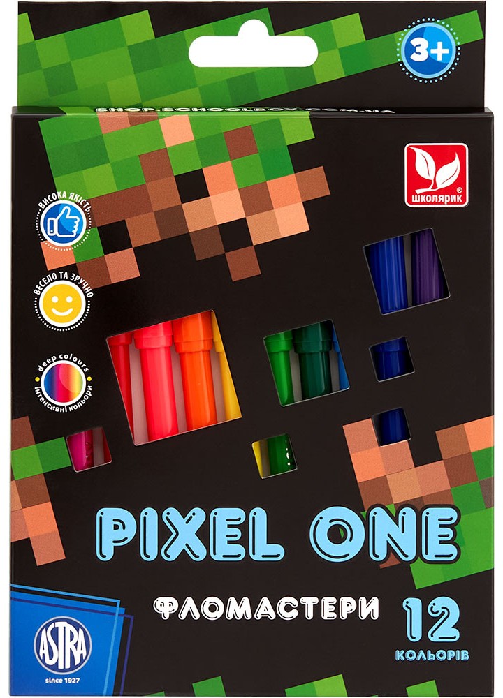 Фломастери Pixel One 12 кольорів (314022001-UA) - ШКОЛЯРИК