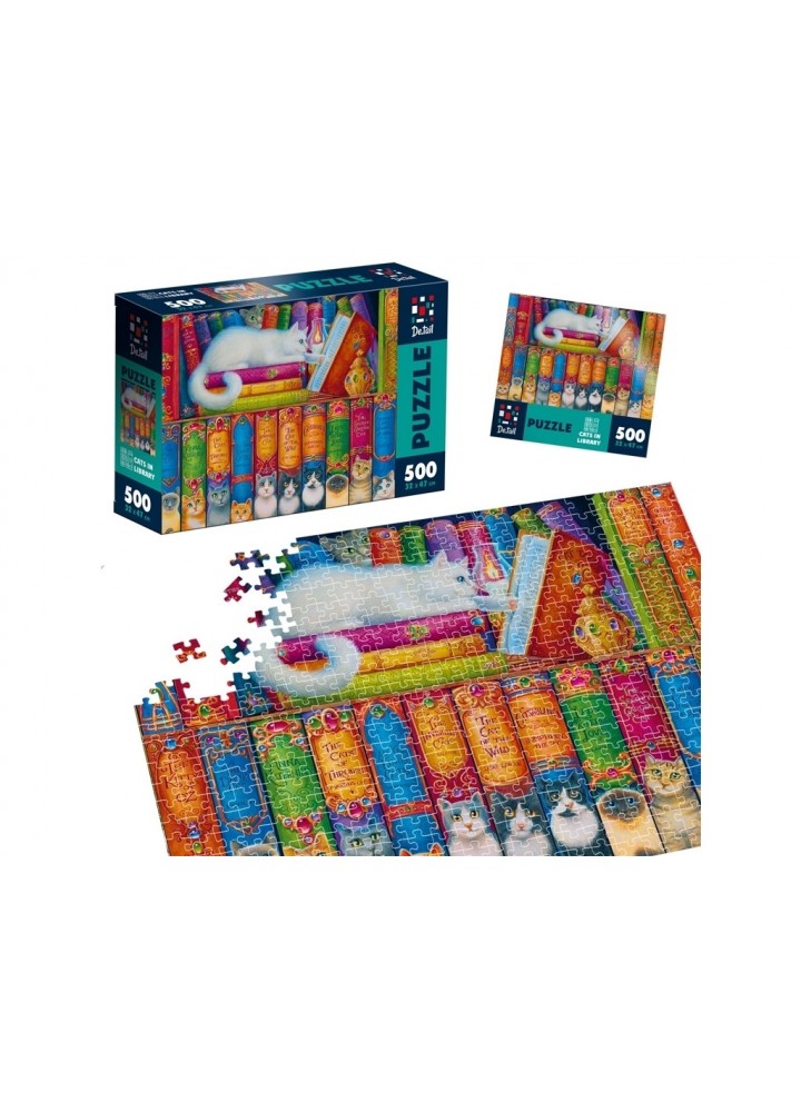 Пазли "Коти в бібліотеці" 500 деталей DT500-11- VLADI TOYS