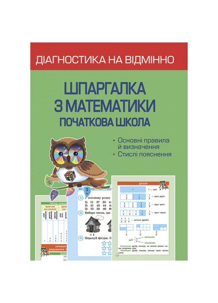 НУШ. Діагностика на відмінно. Шпаргалка з математики. Початкова школа. Мещерякова К.С. 978-617-686-716-6