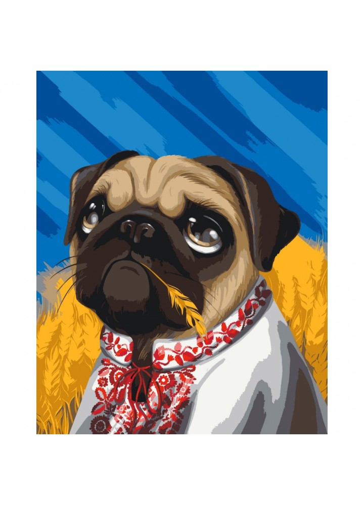 Картина за номерами ArtCraft 40х50 см "Мопс у вишиванці by Polina Skurykhina ©pollypop92" 11511-AC