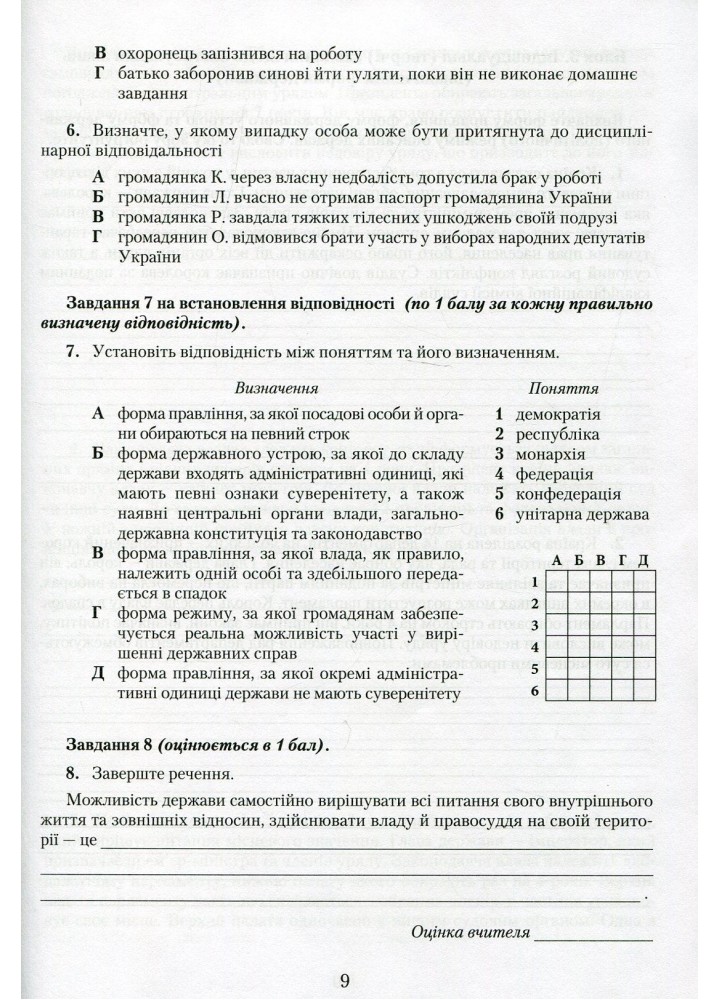 Правознавство, 9 кл., Збірник завдань для підсумкового оцінювання і навчальних досягнень - Наровлянський О. Д. - Грамота (107468)