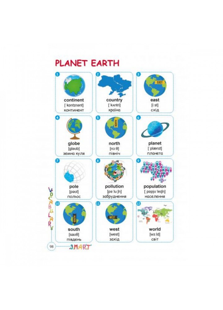 НУШ 1-4 класи. Smart Vocabulary for Kids. Англійський словник. Доценко І.В. 978-617-539-329-1