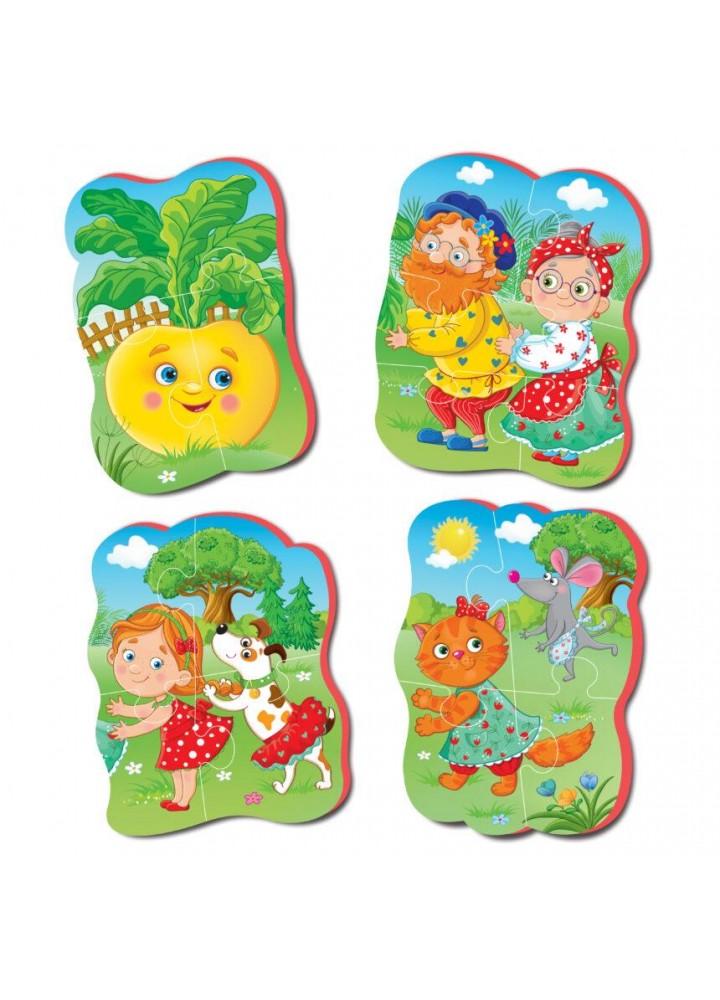 Беби пазлы «Репка». 4 картинки (по 3-5 элементов). VT1106-63 - VLADI TOYS