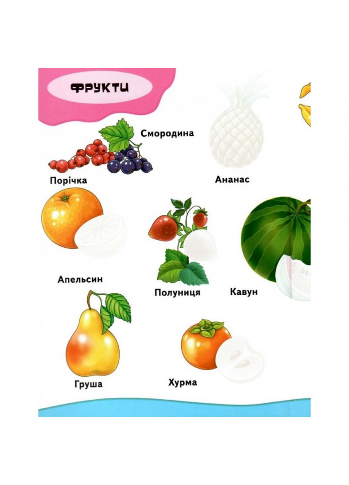 Овочі та фрукти. Розвивальні наліпки. 9789669138729