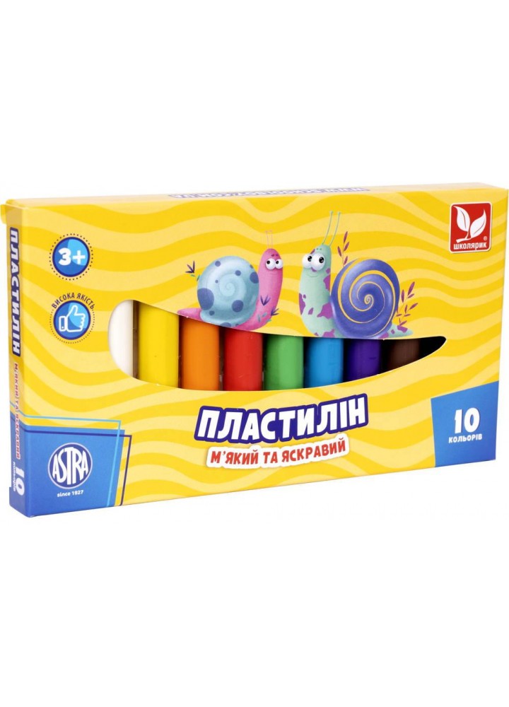 Пластилін круглий 10 кольорів (83812902-UA) - ШКОЛЯРИК