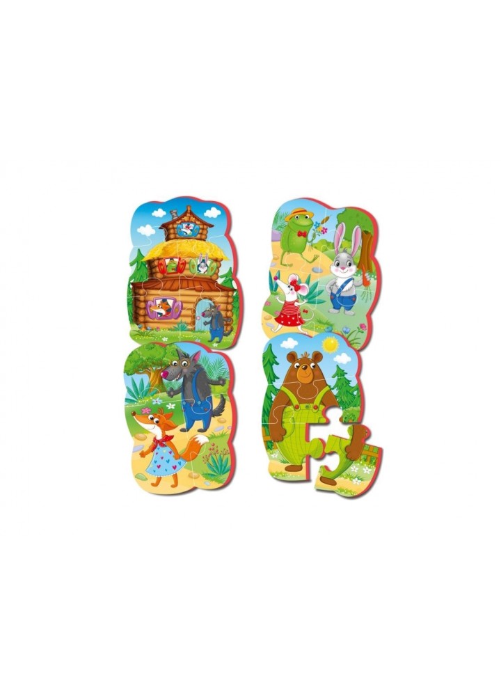 Беби пазлы «Теремок». 4 картинки (по 3-5 элементов). VT1106-64 - VLADI TOYS