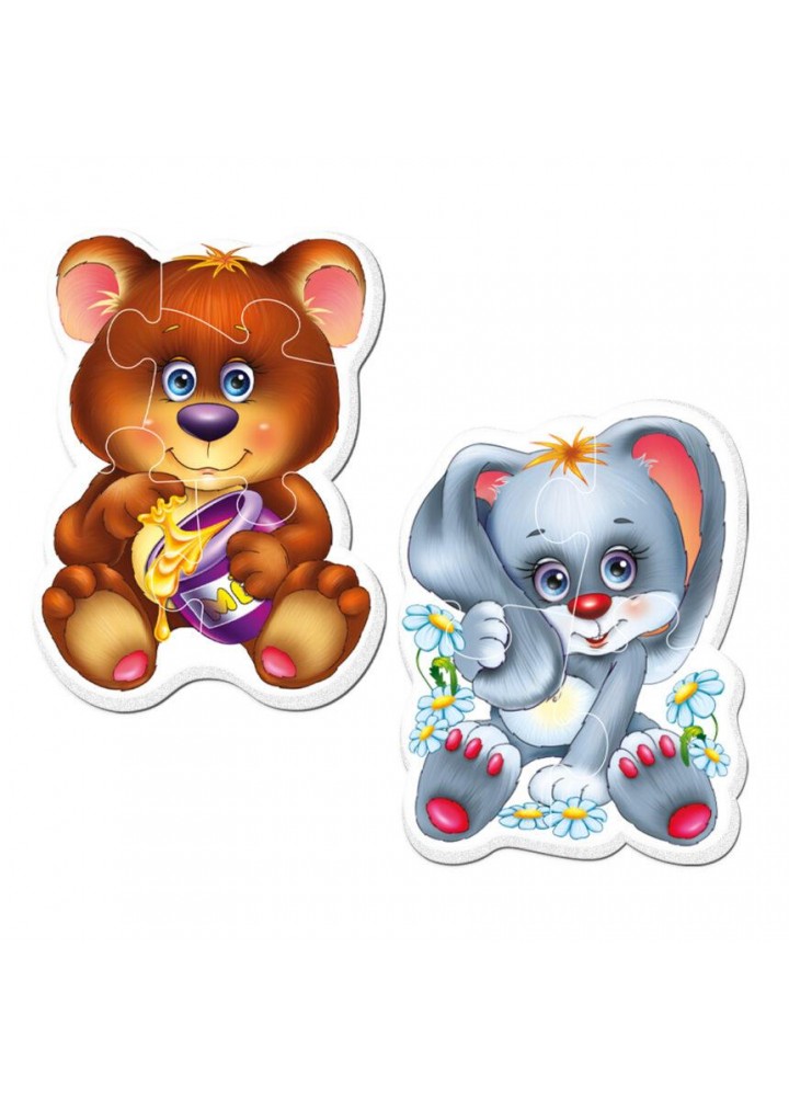 Baby-Puzzle на магните «Лесные жители». 2 пазла (9 деталей). VT3208-03 - VLADI TOYS