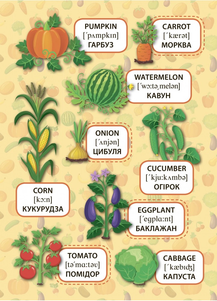 Перші слова. Фрукти та овочі. Fruit and Vegetables - Смирнова К. В. - УЛА (104814)