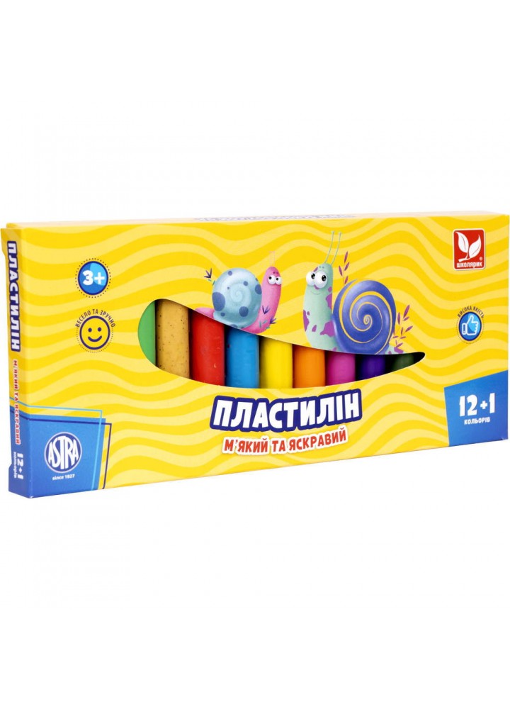 Пластилін круглий 12+1 кольорів (303115007-UA) / ШКОЛЯРИК