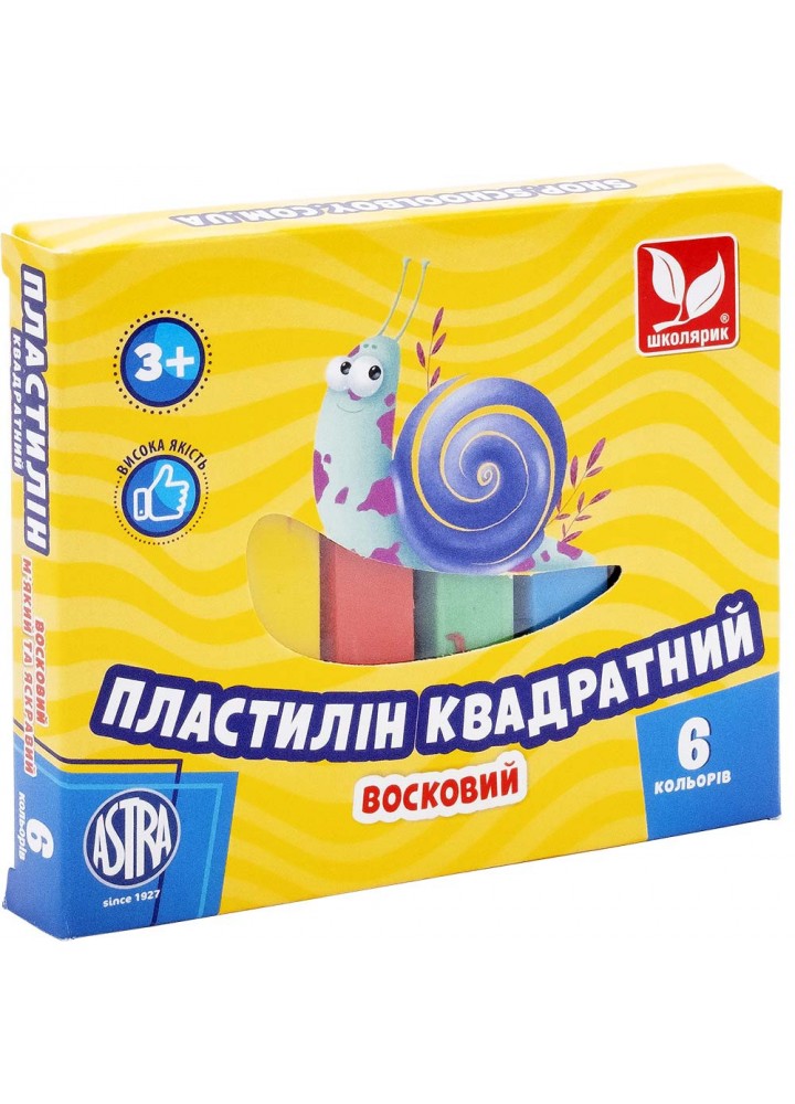 Пластилін квадратний восковий 6 кольорів (83811908-UA) - ШКОЛЯРИК