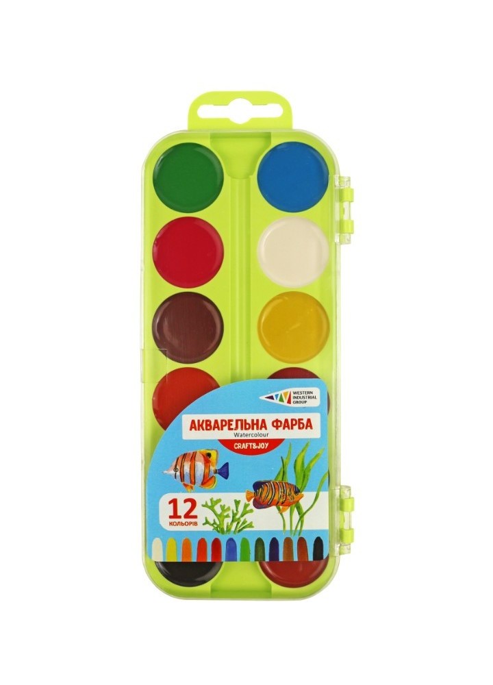 Акварель "Craft & Joy" 12 кольорів без пензля, в пластику. 312046-Cr - WIG