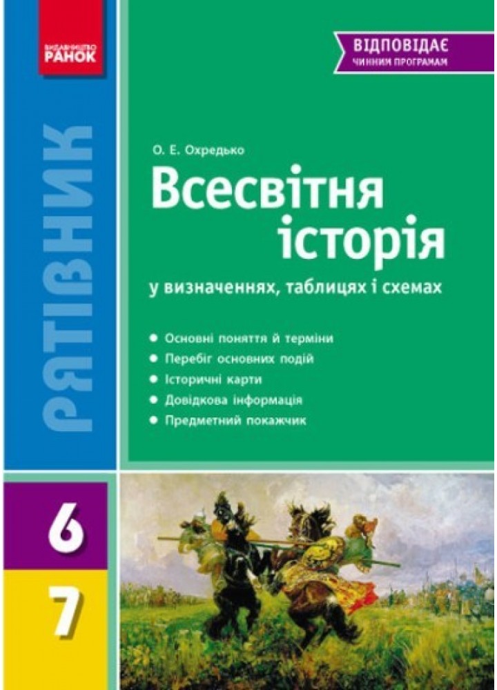 РЯТІВНИК Всесвітня історія у визначеннях, таблицях і схемах 6-7 кл. НОВИЙ - Ранок (105750)