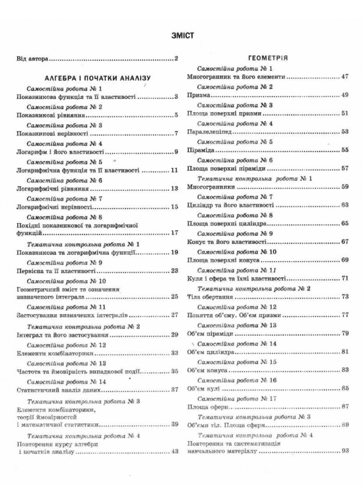 Математика, 11 кл., Робочий зошит для поточного та тематичного оцінювання (рівень стандарту) - Роганін О.М. - Гімназія (107224)