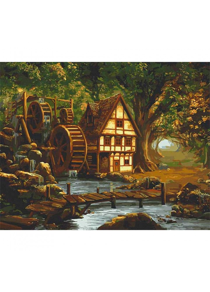 Картина за номерами ArtCraft 40х50 см "Млин у зачарованому лісі" 10551-AC